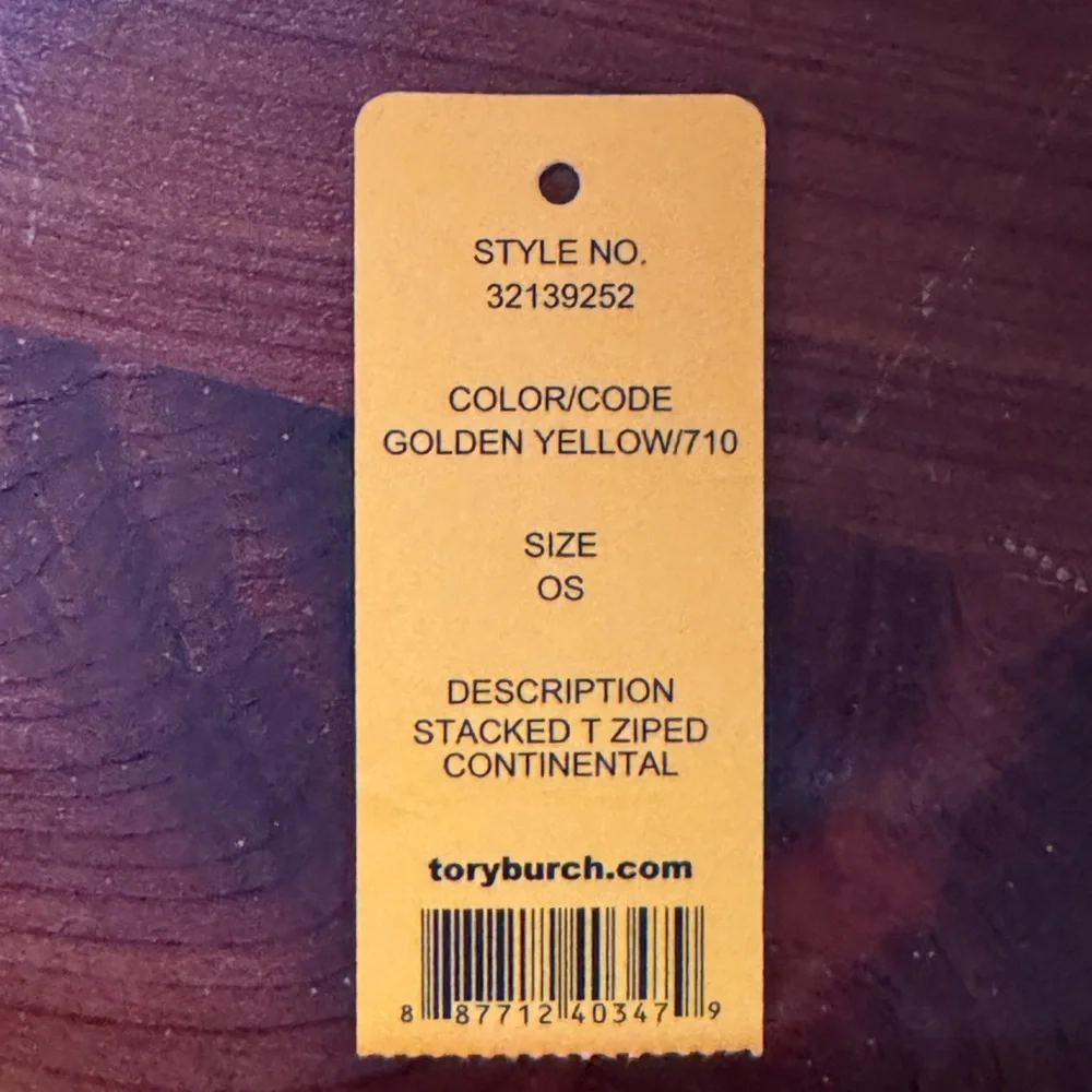 Tory Burch Stacked T Zip Continental Wallet Golden Yellow Leather